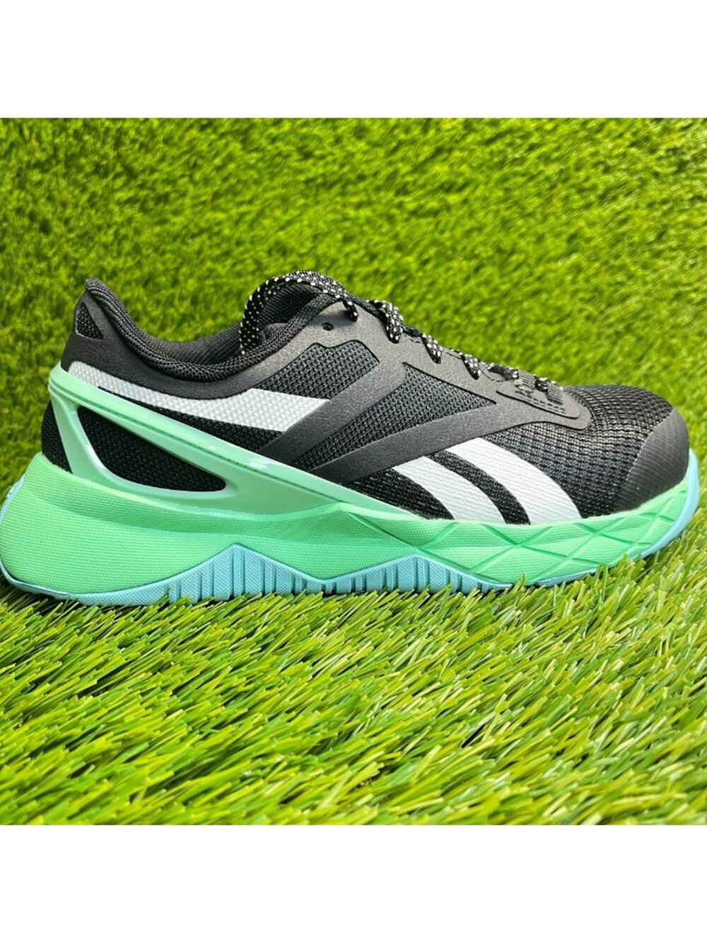 Reebok Nanoflex TR Womens Size 5W Black Green Composite Toe Safety Work Shoes